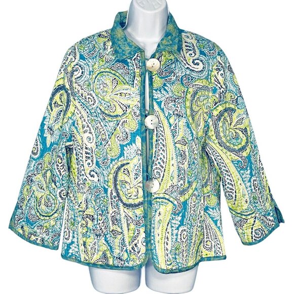 Reversible Quilted Jacket Blazer Women Medium Boho Cottage Artsy Beachy Retro - Picture 1 of 14